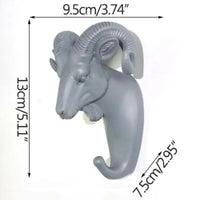 Patere Animaux - Tete Animaux Belier Gris