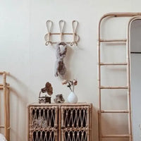 Patere en Bois et Rotin 3 crochets