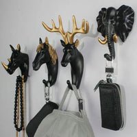 Porte-manteau Animaux Tete Animaux Noir et Doree