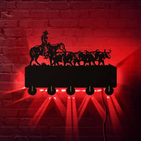Patère Originale Un Cowboy et son Troupeau de Taureaux | Patere-Design.com