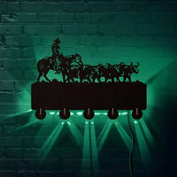 Patère Originale Un Cowboy et son Troupeau de Taureaux | Patere-Design.com