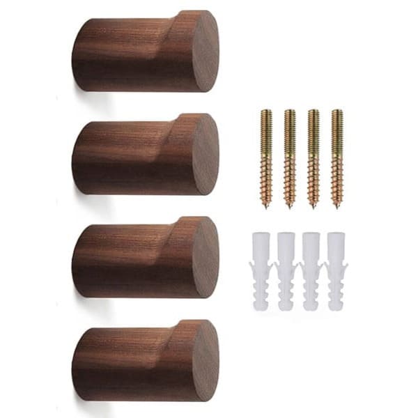 Patère Bois <br> Noyer Naturel (lot de 4)