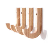 Patere murale bois en forme de lettre J 4 pieces
