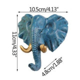 Patere Animaux - Tete Animaux Elephant - Bleu et Doree