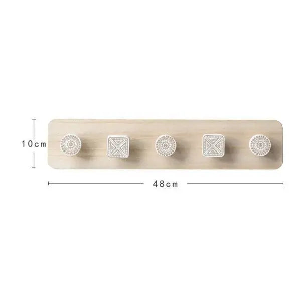 Patère Murale Cuisine Style Scandinave - Bois Et Métal, 4 Crochets - Dimensions 38 X 11 Cm - Texte Décoratif 'Cuisine Fraîche & Savoureuse'